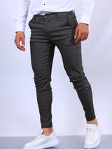 Pantalones tapered casuales con textura de color sólido europeo y americano