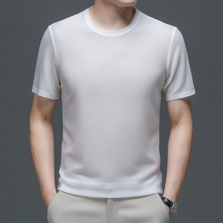 Pure Color Ice Silk Thin Breathable T-shirt Men's Top