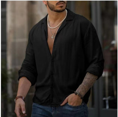 Camisa holgada de manga larga para hombre a la moda