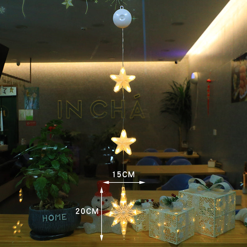 Navidad 3 uds luz LED estrella árbol de Navidad lámpara colgante con ventosa adornos de ventana decoración para el hogar Navidad 2023 decoración de Año Nuevo Decoraciones navideñas