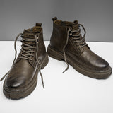 Leather Boots Men's British Working Wear Boots Waterproof