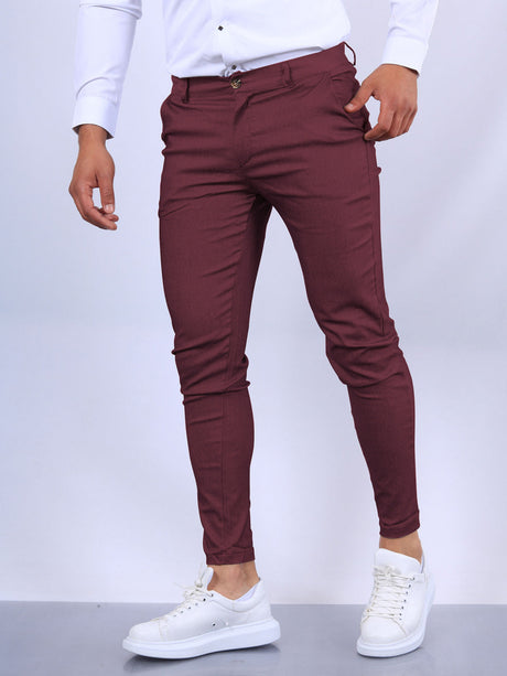 Pantalones tapered casuales con textura de color sólido europeo y americano