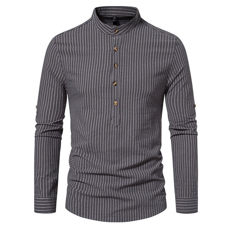 Men's Long-sleeved Striped Shirt Fashion Brand