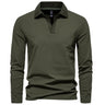 Retro Lapels Solid Color T-shirt Men's Fashion Long Sleeve Polo Shirt Bottoming Casual Top