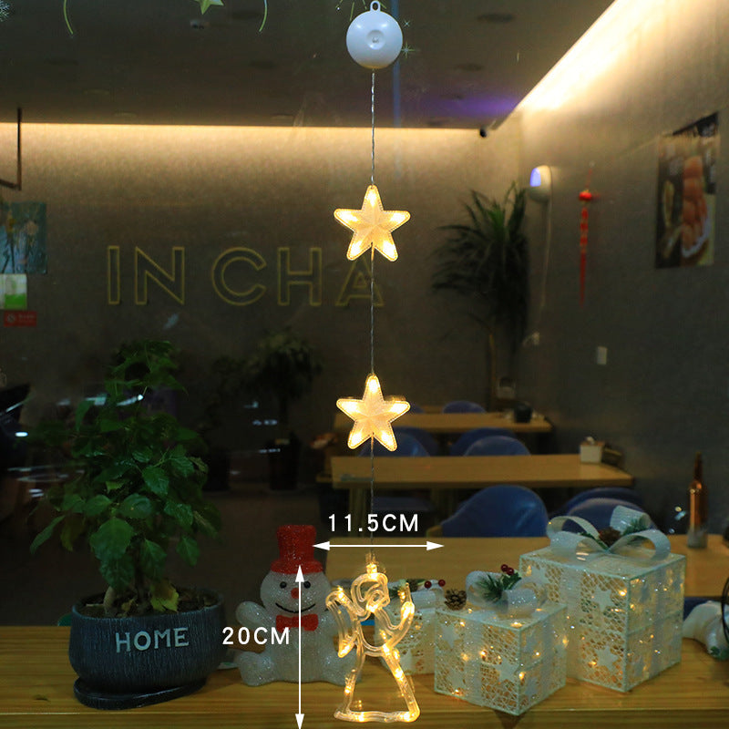 Navidad 3 uds luz LED estrella árbol de Navidad lámpara colgante con ventosa adornos de ventana decoración para el hogar Navidad 2023 decoración de Año Nuevo Decoraciones navideñas