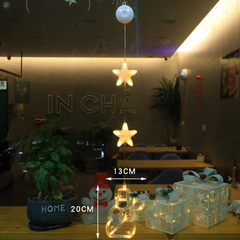 Navidad 3 uds luz LED estrella árbol de Navidad lámpara colgante con ventosa adornos de ventana decoración para el hogar Navidad 2023 decoración de Año Nuevo Decoraciones navideñas