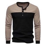 Men's Color Matching Long-sleeved T-shirt European And American