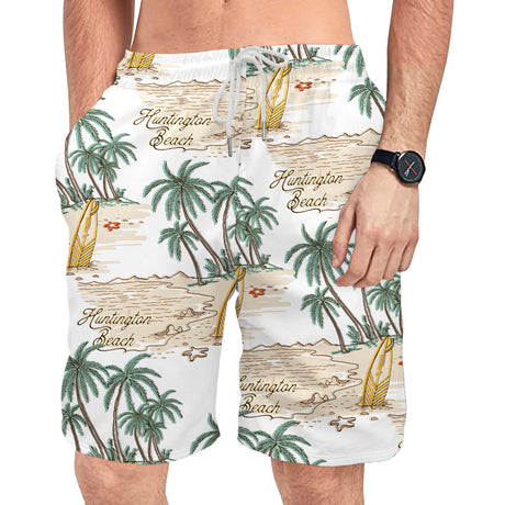 Men's Beach Travel Printed Cool Shorts Shirt Double-layer Two-piece Set