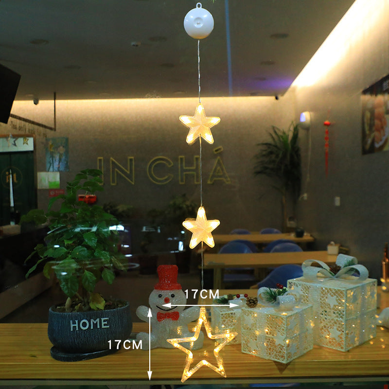 Navidad 3 uds luz LED estrella árbol de Navidad lámpara colgante con ventosa adornos de ventana decoración para el hogar Navidad 2023 decoración de Año Nuevo Decoraciones navideñas