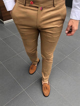 Pantalones formales tapered informales de color sólido para hombre