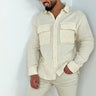 Men's Fashion Casual Cotton And Linen Front Pocket Shirt