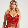 Halloween Sequined Performance Top Belly Dance Tassels Party Bra