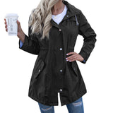 Hooded Zipper Raincoat Coat For Women