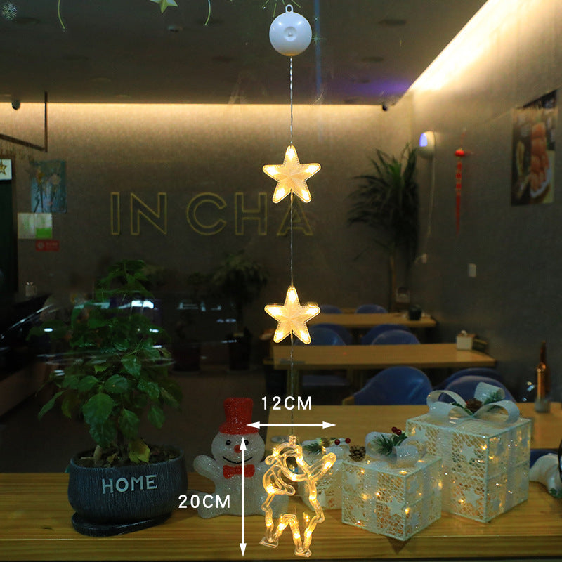 Navidad 3 uds luz LED estrella árbol de Navidad lámpara colgante con ventosa adornos de ventana decoración para el hogar Navidad 2023 decoración de Año Nuevo Decoraciones navideñas