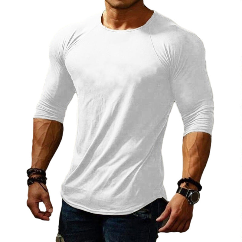 camiseta deportiva de manga larga de color sólido para hombre