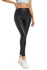 PU Leather Pants Female Fleece-lined Base Plus-sized