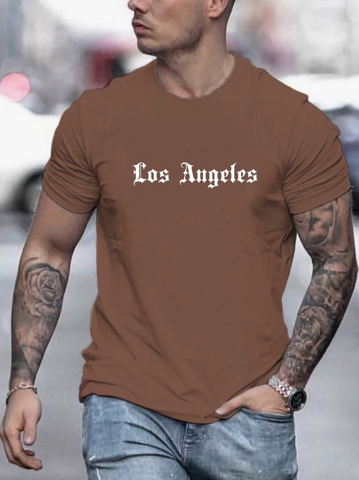 Camiseta de talla grande con cuello redondo para hombre, manga corta estampada con patrones personalizados