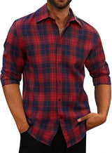 New Men's Plaid Lapel Shirt