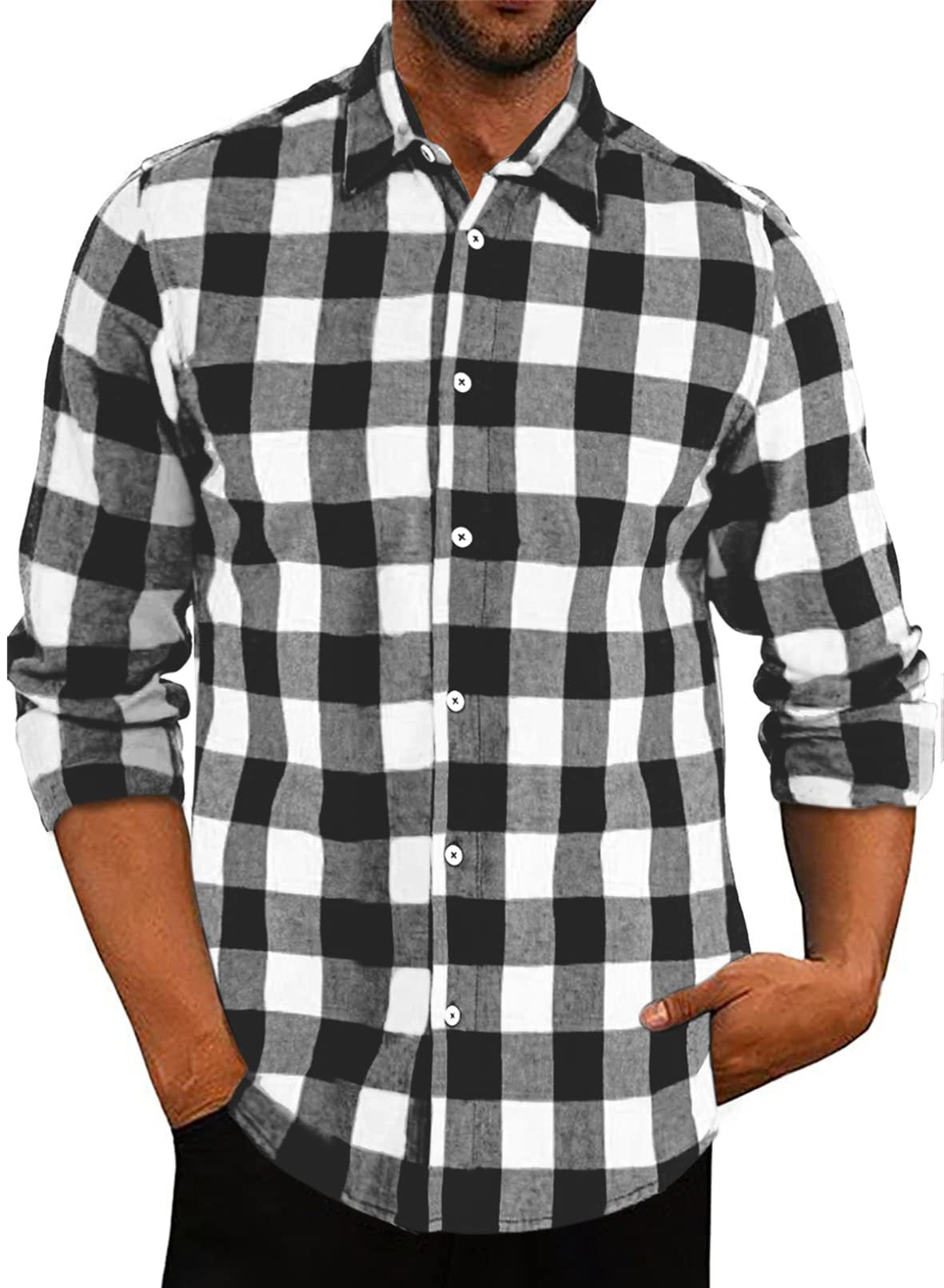 New Men's Plaid Lapel Shirt