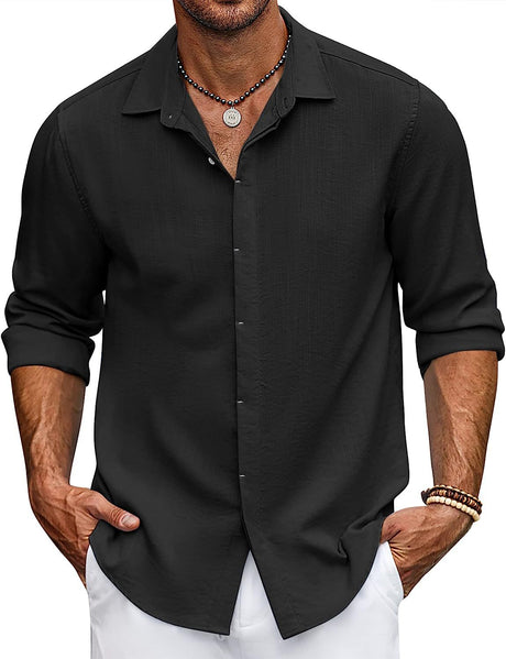Men's Shirt Patchwork Long Sleeve Lapel
