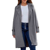 Long Sleeve Lapel Button Baggy Coat Women