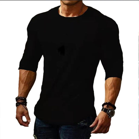 camiseta deportiva de manga larga de color sólido para hombre