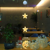 Navidad 3 uds luz LED estrella árbol de Navidad lámpara colgante con ventosa adornos de ventana decoración para el hogar Navidad 2023 decoración de Año Nuevo Decoraciones navideñas