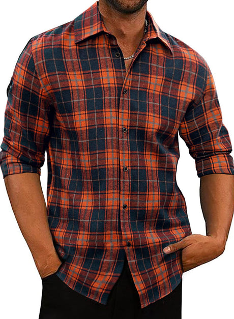 New Men's Plaid Lapel Shirt