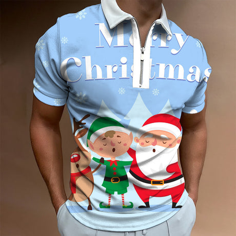 Christmas Series Lapel New Casual Short Sleeve