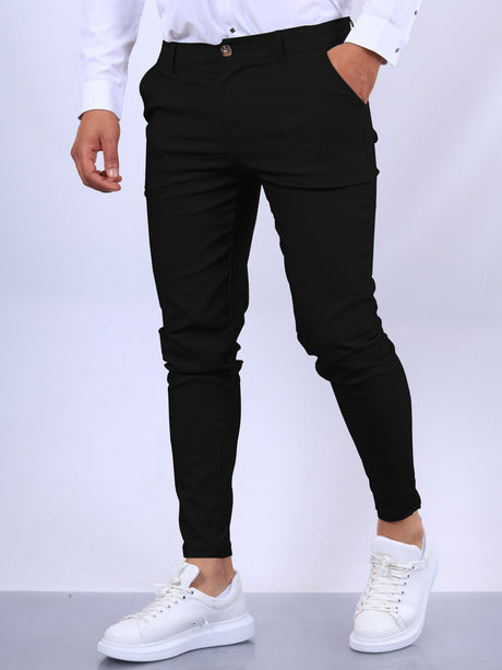 Pantalones tapered casuales con textura de color sólido europeo y americano