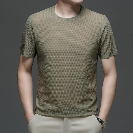 Pure Color Ice Silk Thin Breathable T-shirt Men's Top