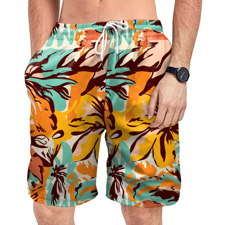 Men's Digital Printing Seaside Vacation Beach Pants Shirt Two-piece Set