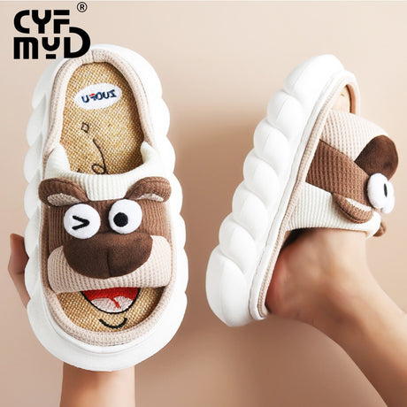 Animals Slippers Women Platform Shoes Cute Cartoon Thick Sole Home Slippers Bear Slippers Shark Slippers House Children Slippers