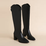 Chunky Heel High Women's Below The Knee Pointed Boot