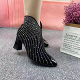 New Pointed Toe Anti-collision High Heel Starry Rhinestone Booties Women