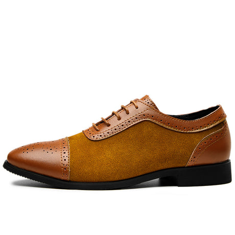 Carved Pointed Leather Upper Casual Shoes For European And American Gentlemen