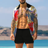 Traje de camisa de moda con estampado retro para hombre