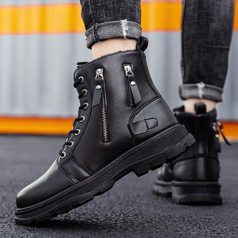 Zapatos de invierno para hombre, botas de cuero de nueva moda, tendencia informal para hombre