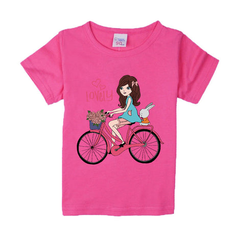 Camiseta Infantil Algodón Niña Bicicleta