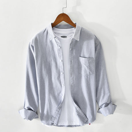 Oxford Cloth Breathable Cotton Artistic Loose Long-sleeved Men's Shirt