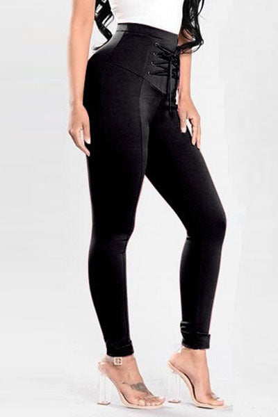 Pantalones de punto adelgazantes de corte slim para mujer