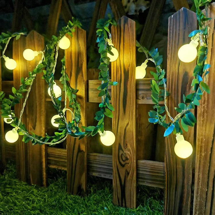 LED Light String Simulation Green Leaf Vine