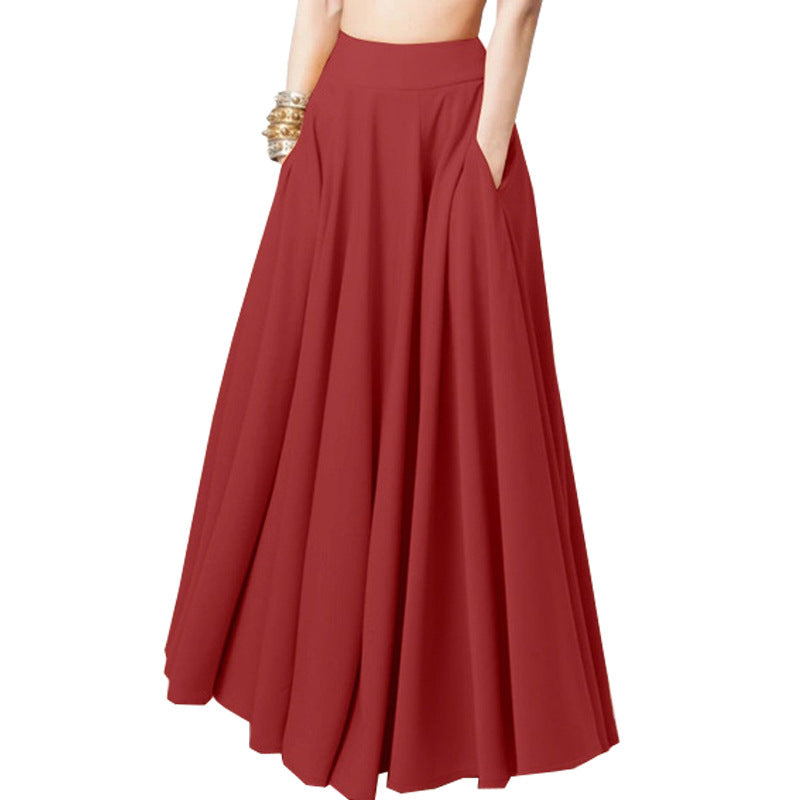 Plus Size Women's Solid Color Half-length Pleated Skirt