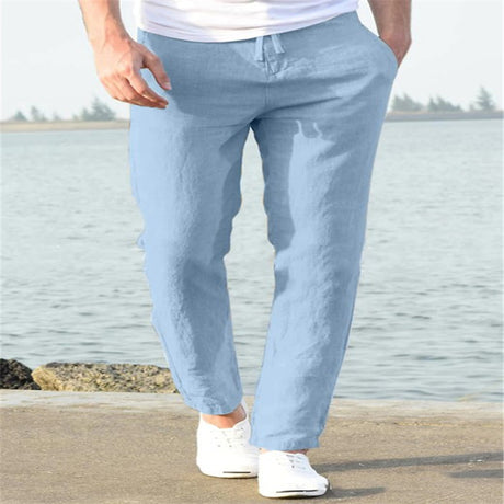 Men's Linen Summer Casual Pants Drawstring Trousers