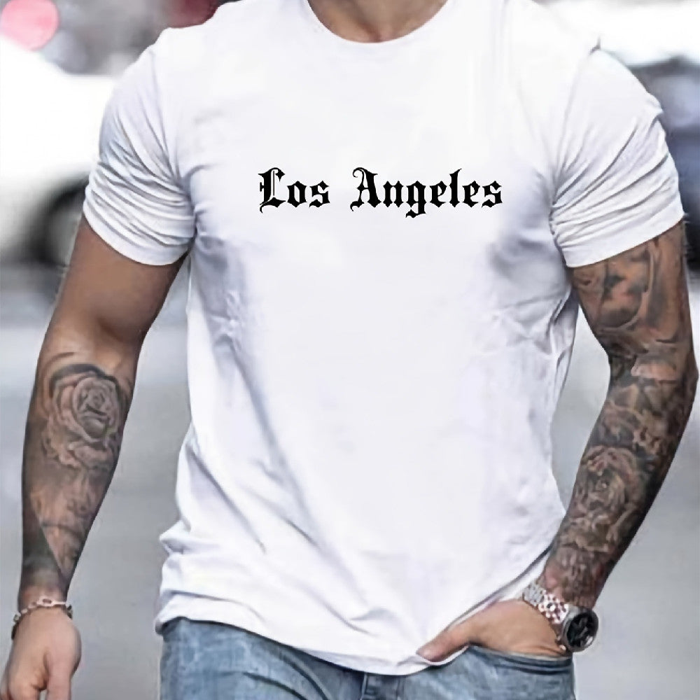 Camiseta de talla grande con cuello redondo para hombre, manga corta estampada con patrones personalizados