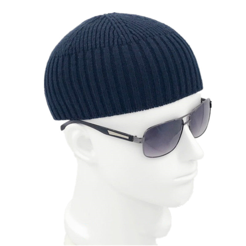 Gorro de punto de algodón corto Hilo de lana de invierno para hombre