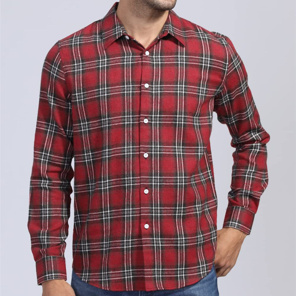 New Men's Plaid Lapel Shirt