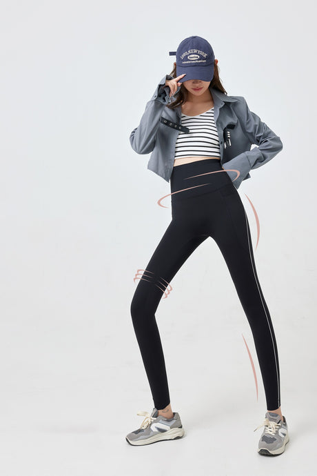 Line Dungarees Thick Shark Pants High Waist Hip Lift Leggings