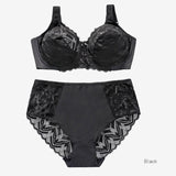 Gathered Lace Ladies Plus Size Panties Underwear Bra Set