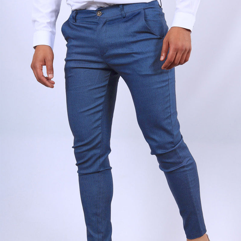 Pantalones tapered casuales con textura de color sólido europeo y americano